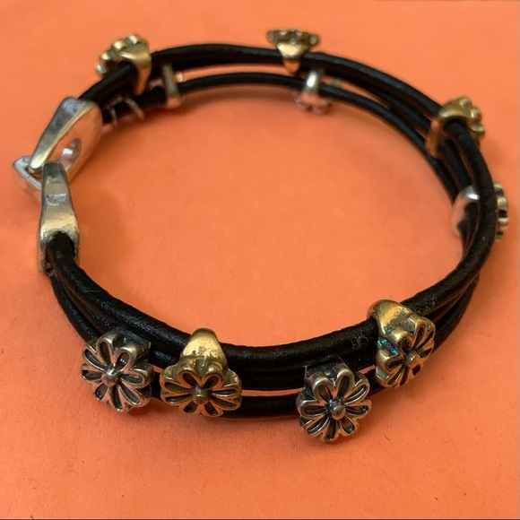 Lucky Brand flower black leather bracelet - Picture 5 of 10